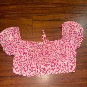Garage Pink Floral Crop Top